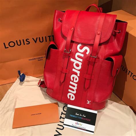 supreme lv backpack red|louis vuitton supreme backpack price.